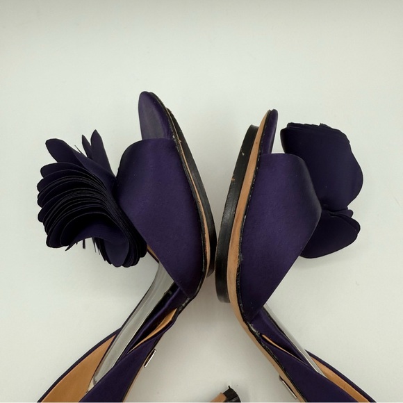 Badgley Mischka Randall D’Orsay Satin Dark Purple Heels With Layered Bow - Picture 5 of 16